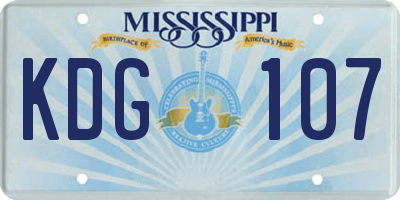 MS license plate KDG107
