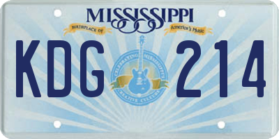 MS license plate KDG214