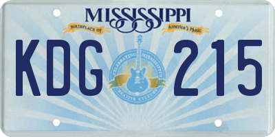 MS license plate KDG215