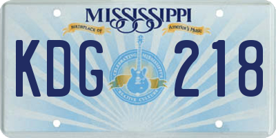 MS license plate KDG218