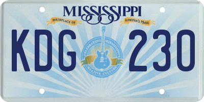 MS license plate KDG230