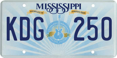 MS license plate KDG250