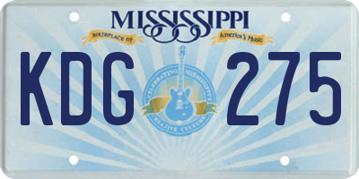 MS license plate KDG275