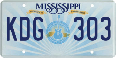 MS license plate KDG303
