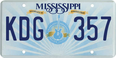 MS license plate KDG357