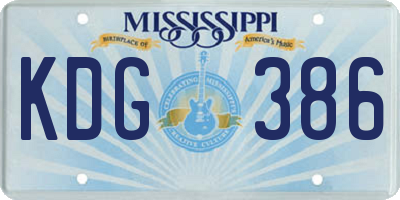 MS license plate KDG386