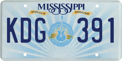 MS license plate KDG391