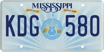 MS license plate KDG580