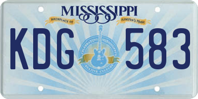 MS license plate KDG583
