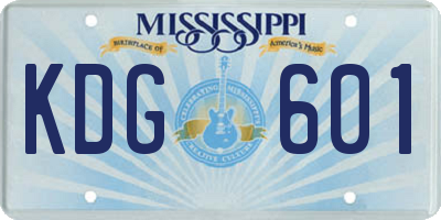 MS license plate KDG601