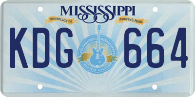 MS license plate KDG664