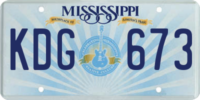 MS license plate KDG673