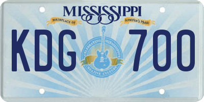 MS license plate KDG700
