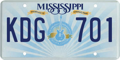 MS license plate KDG701