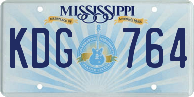 MS license plate KDG764