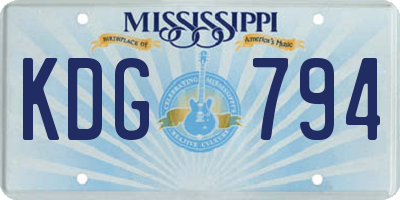 MS license plate KDG794