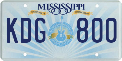 MS license plate KDG800