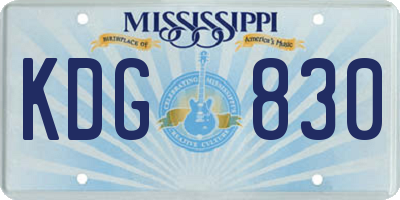 MS license plate KDG830