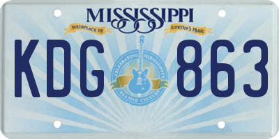 MS license plate KDG863