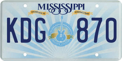 MS license plate KDG870