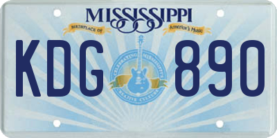 MS license plate KDG890