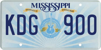 MS license plate KDG900