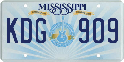 MS license plate KDG909
