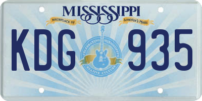 MS license plate KDG935