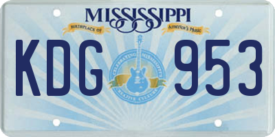 MS license plate KDG953