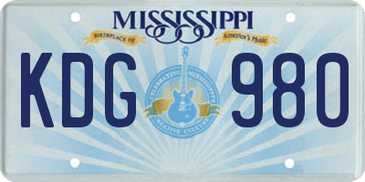 MS license plate KDG980