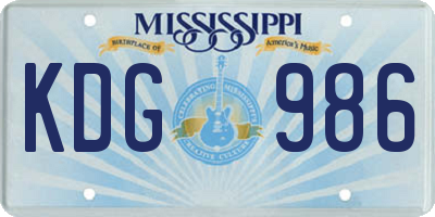 MS license plate KDG986