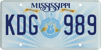 MS license plate KDG989
