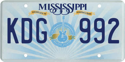 MS license plate KDG992