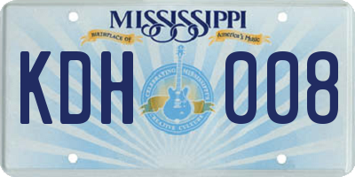 MS license plate KDH008