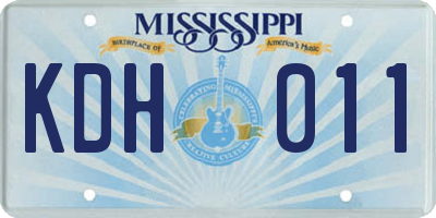 MS license plate KDH011