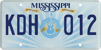 MS license plate KDH012