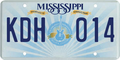 MS license plate KDH014