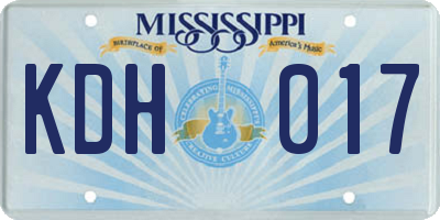 MS license plate KDH017