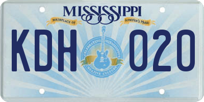 MS license plate KDH020