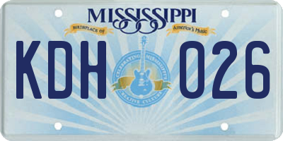 MS license plate KDH026