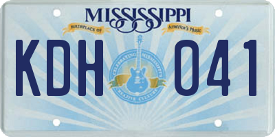 MS license plate KDH041