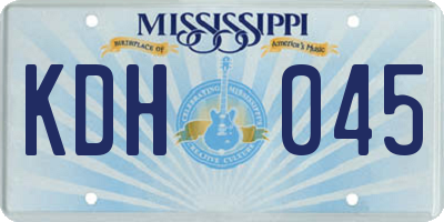 MS license plate KDH045