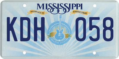 MS license plate KDH058