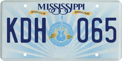 MS license plate KDH065