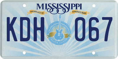 MS license plate KDH067