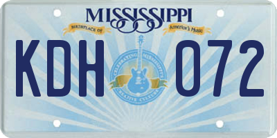 MS license plate KDH072