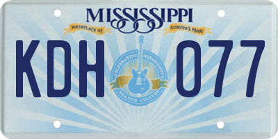 MS license plate KDH077