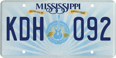 MS license plate KDH092