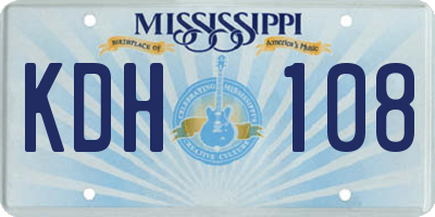MS license plate KDH108