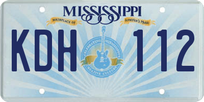 MS license plate KDH112